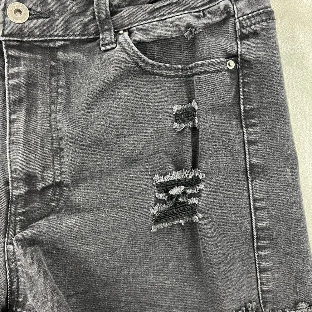 Wax Jean Womens Black Distressed Denim Shorts High Waisted Frayed Hem Size‎ 11